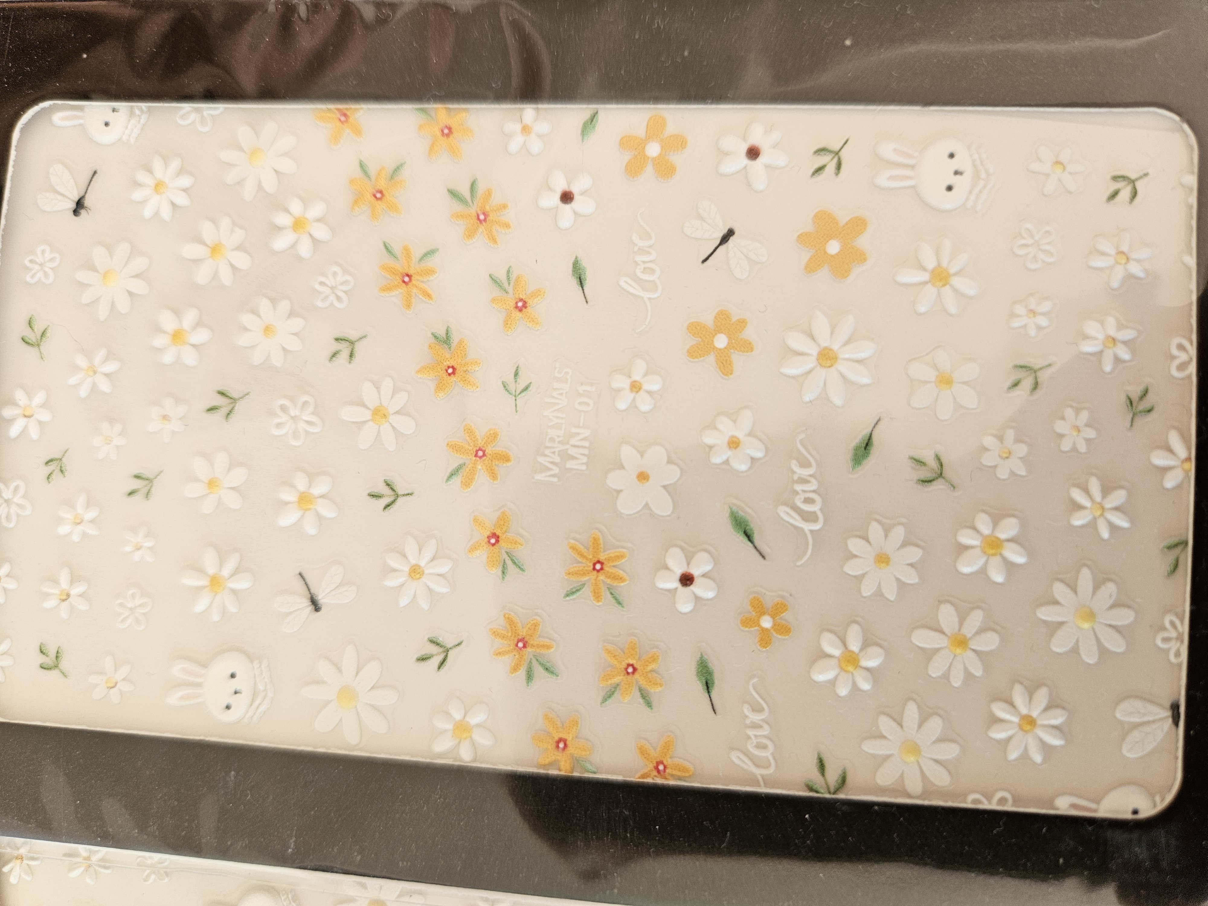 3D Stickers blomster hvide og gul